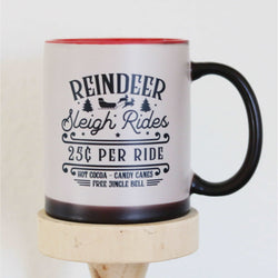 Reindeer Sleigh Rides 25 cents 11 oz mug